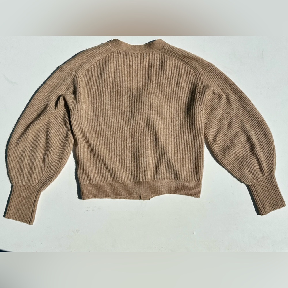Quince Baby Alpaca-Merino Cropped Cardigan in Camel Women's Cardigan Sweater L - Picture 8 of 16
